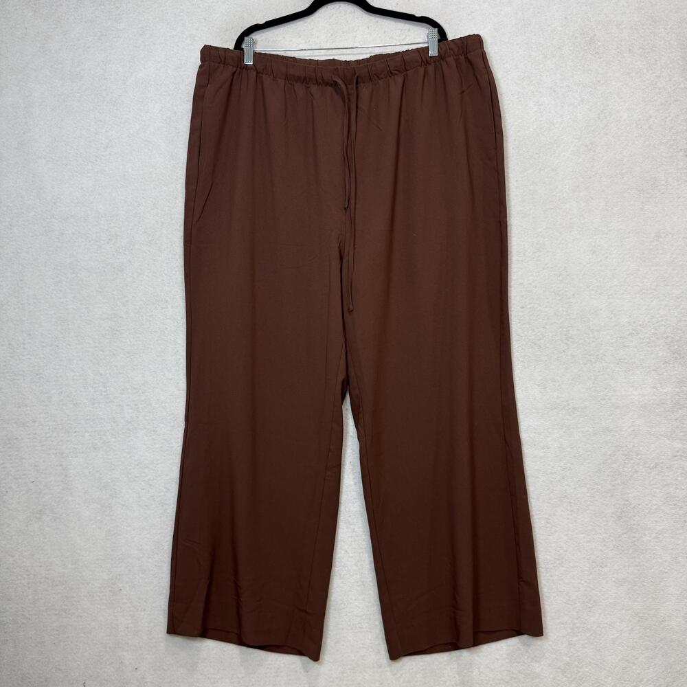Torrid Dress Pants Womens 3X Brown Microfiber Wide Leg Elastic Waist Pockets